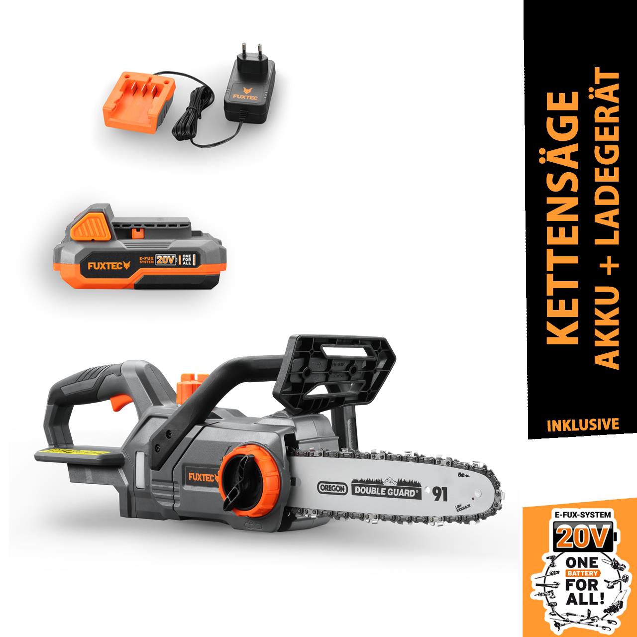 20V cordless chainsaw - Kit FUXTEC FX-E1KS20 incl. battery (2Ah) and charger (1A)